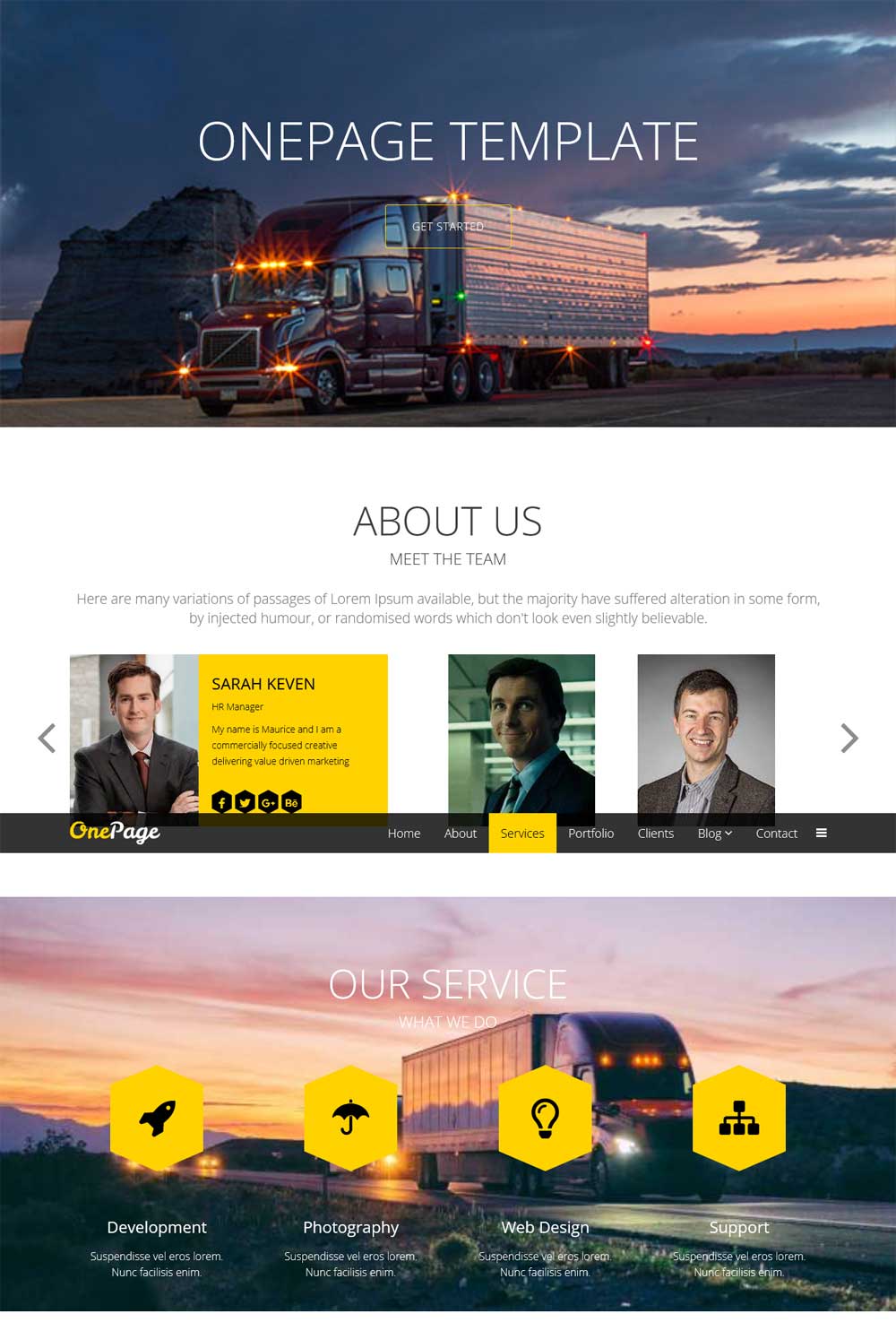 One Page Trucking Website