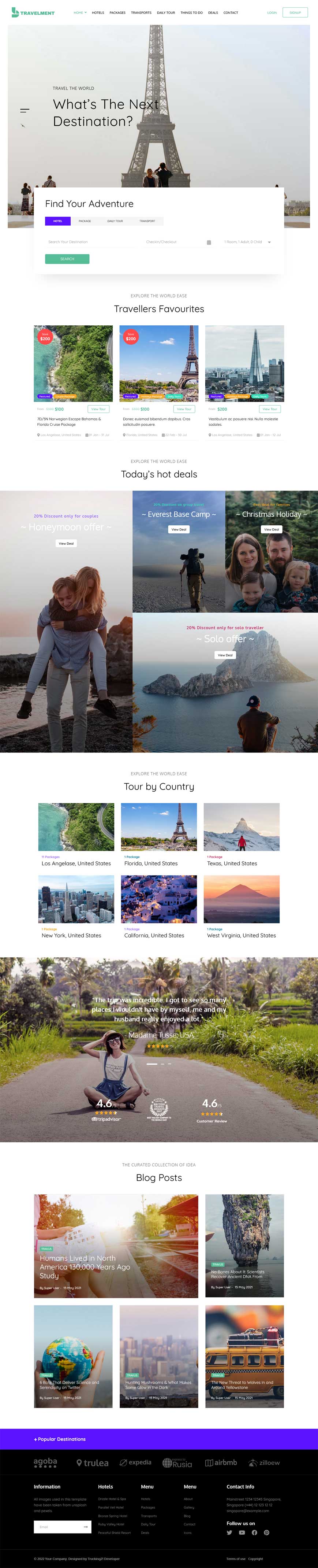 TRAVELMENT, Travel agency Website