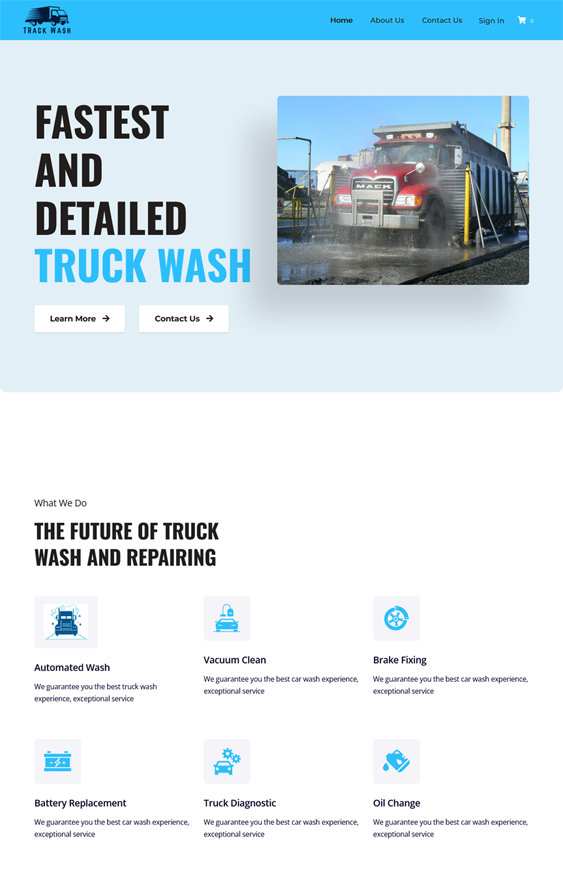 Truck Wash Service Website